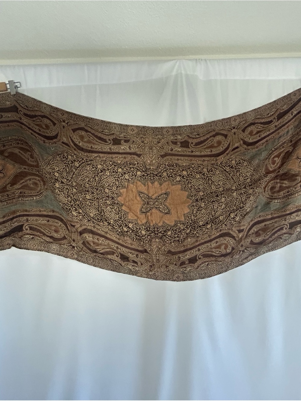 Brown Paisley Shawl Scarf with Intricate Motif - Women Accessories